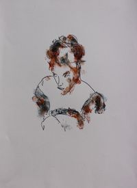 Portr&auml;tstudie nach Schiele_Aqarellstift und Aquarell